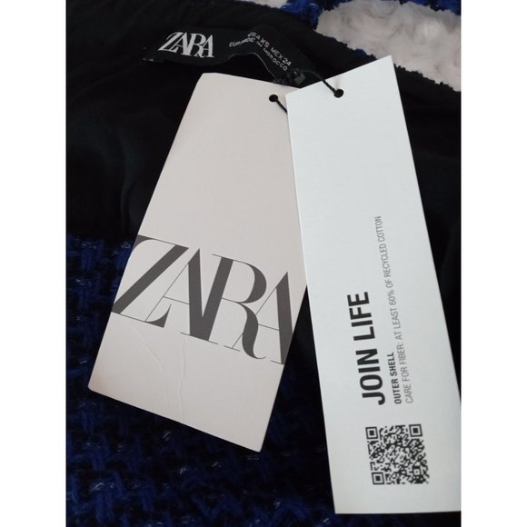 NWT Zara Textured Tweed Weave Blue Tank Mini Dress Spaghetti Straps Sz XS - Picture 5 of 7